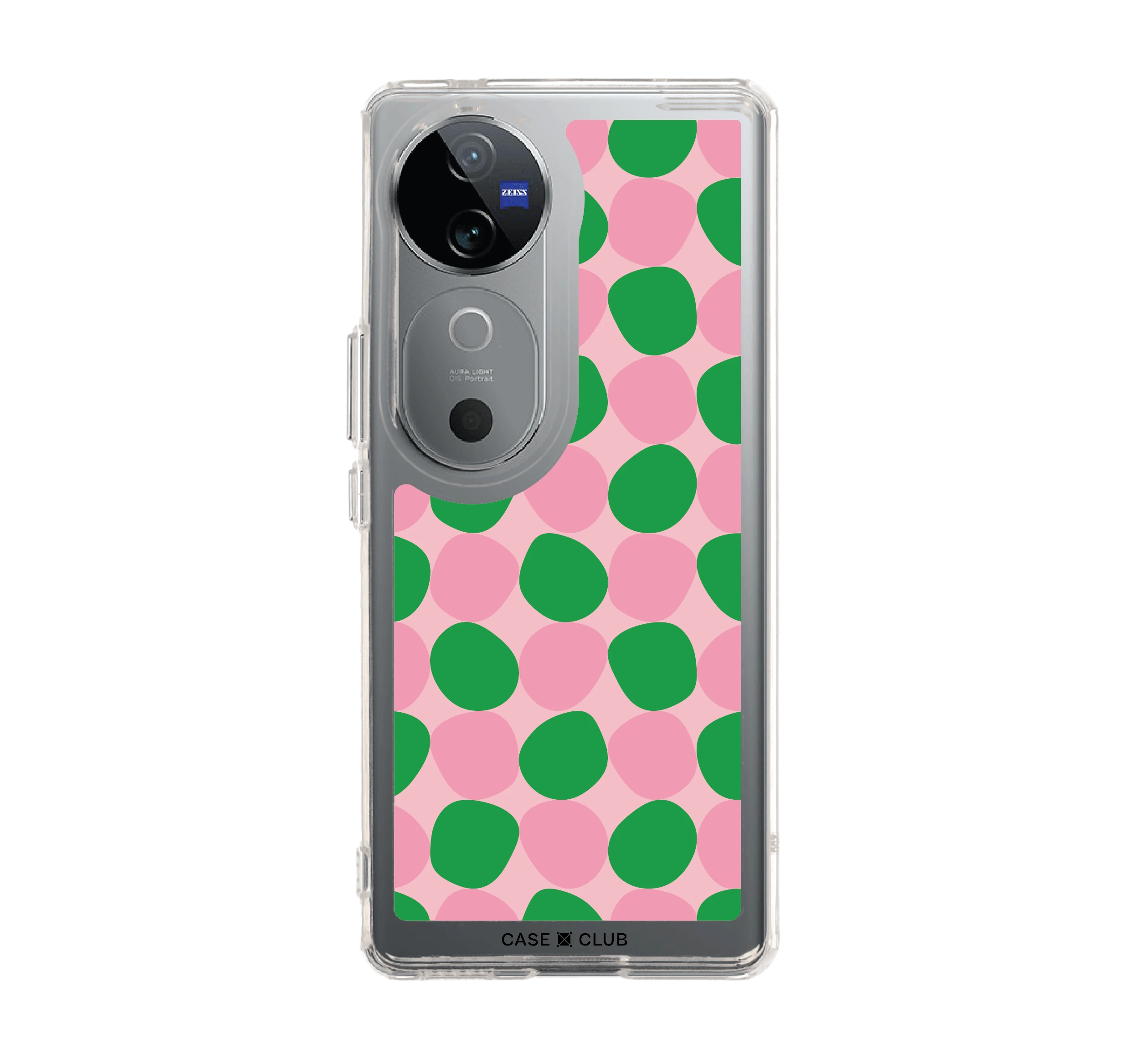 ลาย dot จุดสีเขียวชมพู